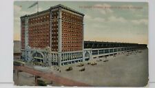 La Salle Street Railway Station Chicago Illinois Postcard Early 1900's Flag Cars picture