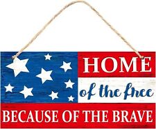 Patriotic Wooden Hanging Sign 4th of July Wall Door Home Blue,Red  picture
