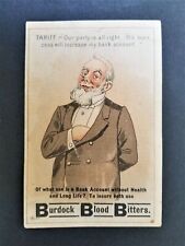 1880 antique BURDOCK BLOOD BITTERS TARIFF Govt Foster Milburn Buffalo Vict Card picture
