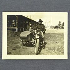 Original Photograph B&W Photo Early 1900s Two U.S. Army Soldiers and Motorcycle picture