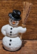 Vtg Goebel Snowman w Broom West Germany Porcelain Christmas Village Figurine 4