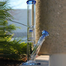 Color Thick Lip & Base Hookah Water Pipe Glass 14 Inch Tobacco Straight Bong picture