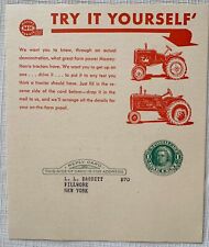 Old Massey Harris Tractors Business Reply Advertising Card * Unused 2 Images picture