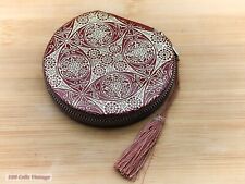Red and Gold Leather-Vintage Ladies Powder Compact -0re picture