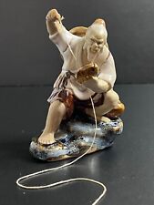 Rare Vintage Mud Chinese Man Fisherman Figurine picture