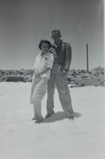 Handsome Man & Woman Standing White Sand B&W Photograph 2.5 x 3.5 picture