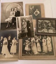 6 Antique Sepia BW Family Group Photos Prom Wedding Moon Some Matted  1910-40’s picture