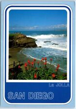 Postcard - Beautiful Flowers Along Cove Beach, La Jolla - San Diego, California picture