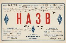 Vintage QSL Radio  Postcard   HUNGRY  OCT. 1, 1939  HASB UNPOSTED picture