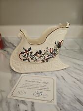 Lenox Winter Greetings Sleigh Christmas Centerpiece 24kt Gold Embellished  picture