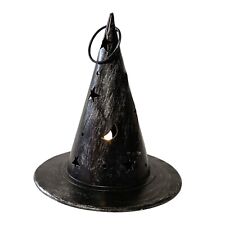 Witch Hat Goth Votive Holder Vintage Metal Tealight Black Halloween Hanging 90s picture