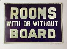 Vintage Original ROOMS WITH OR WITHOUT BOARD tourist Tin Metal Sign picture