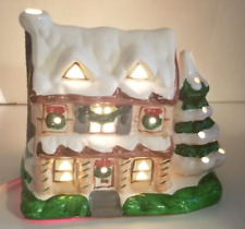 Vintage Lighted Christmas Village Snow Covered House XMAS Tree ~ 7 