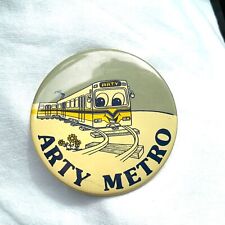Arty Metro Pinback Button Pin Light Rail Train Flair picture