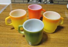 4 Vintage Retro Fire King Anchor Hocking Stackable Multi Color Coffee Mugs 8oz picture