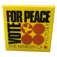 VTG Margin of Victory Vote For Peace Square Pin Button 2.5