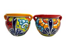 Talavera Michoacana Planter Pot (2) Mexican Pottery Folk Art Home Decor 8