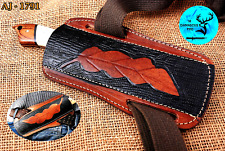 CUSTOM HAND MADE PURE COW ENGRAVED LEATHER SHEATH FOR FIXED BLADE KNIFE 1791 picture