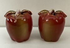 VTG Ceramic Pottery Red Apple Salt and Pepper Shakers Set picture