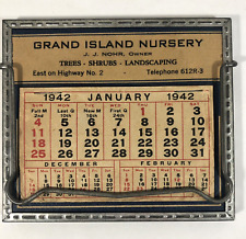 Vintage Advertising Calendar Mirror 1942 Grand Island Nursery Trees Shrubs Lands picture