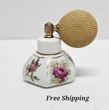 Vintage Czech Perfume Bottle Irice Mini Original Glass Floral Flowers Stubby picture