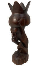 Vintage West African Hand Carved Exotic Wood 12” Figurative Sculpture picture