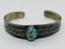 Antique c. 1900 Historic Old Navajo Ingot Natural Turquoise Cabochon Cuff picture