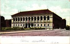 1906 Public Library Building Street View Boston Massachusetts Vintage Postcard picture