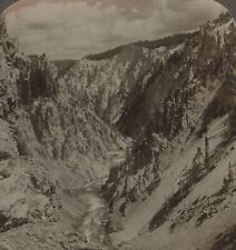 Lower Falls Down the Canyon Yellowstone Underwood Stereoview c1900 picture