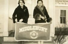 AT30 Original Vintage Photo MIDDLEBURY COLLEGE WOMEN WITH BANNER picture