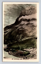 Mt. Stephen & Field Hand Colored Mount Stephen British Columbia BC Postcard picture