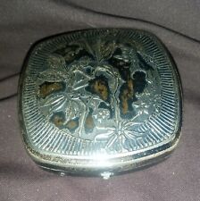 Antique 1920’s DJER -KISS Kerkoff Kissing Fairies Silverplate Compact Mirror  picture