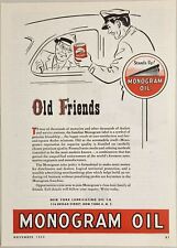 1944 Print Ad Monogram Motor Oil Gas Station Attendant Helps Customer picture