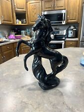 VTG Ceramic MCM Black Stallion Horse Rearing Statue 18 3/8” picture