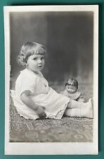 Antique RPPC Real Photo Postcard Cute Young Girl w/ Her Creepy Doll IDENTIFIED picture
