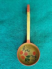 Russian Khokhloma Hand Painted Wooden Ladle Spoon With Hook Vintage Soviet USSR picture