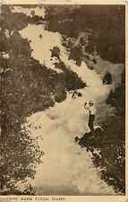 c1912 Postcard; Man Pointing at Snowbank Falls ID Elmore County, Posted picture
