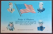 Vintage WWII Postcard Pledge of Allegiance Mar 1944 Army Air Force Marines Navy picture