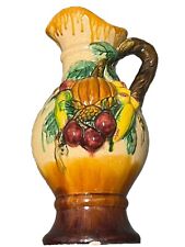 Stunning Vintage BARBOTINE Majolica Vase Pitcher with Applied Fruit | MCM | picture