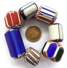 Set of 7 Old Fancy Odd Chevron Trade Bead African from Estate Item (B)  Bg 55 picture