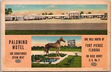 FORT PIERCE, Florida Postcard PALOMINO MOTEL Highway 1 Roadside Linen / Unused picture