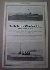 1912 ad: BATH IRON WORKS, Maine - shipbuilding; torpedo boats, destroyers picture