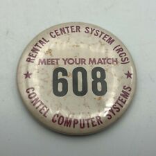 Vintage Contel Computer Systems Advertising Button Badge Pin Meet Your Match Y1 picture