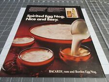 1972 Bacardi Rum Borden Egg Nog Vintage Print Ad Spirited Egg Nog-Nice And Easy picture