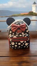 Disney Loungefly Minnie Mouse Polka Dot Mini Backpack Burgundy Bow NEW picture