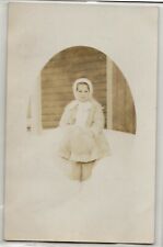 Cute little girl, winter coat, Cannonsburg, Michigan; photo postcard RPPC @ picture