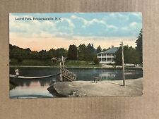 Postcard Hendersonville NC North Carolina Laurel Park Lake Bridge Beach Vintage picture