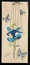 Vintage 60s UNUSED Sunshine Get Well Ballerina Butterfly Gold Tone Greeting Card picture