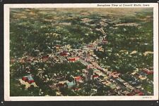 Aeroplane Aerial View Council Bluffs Iowa Linen 1930-1945 Postcard Curteich picture