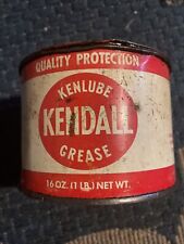 Vintage Kendall Kenlube Grease Can 16 oz Made in USA 3/4 Full Gas Oil Mancave picture